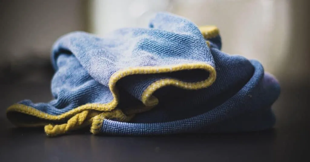 Stack of blue microfibre cloths