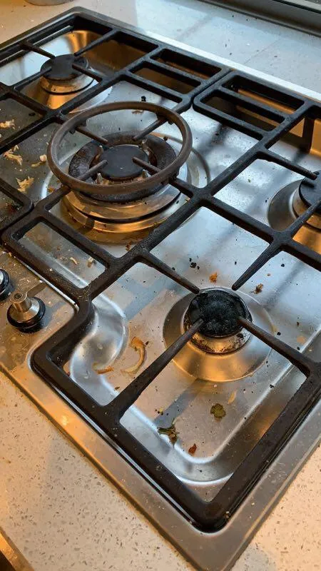 Gas cooktop 5 burner before cleaning
