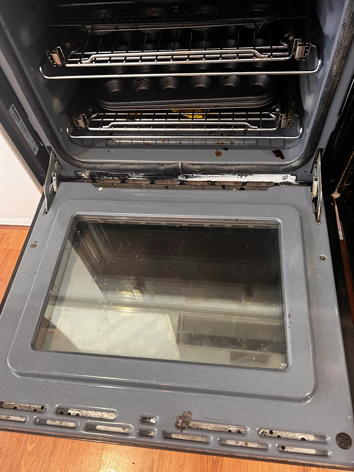 Oven interior before cleaning