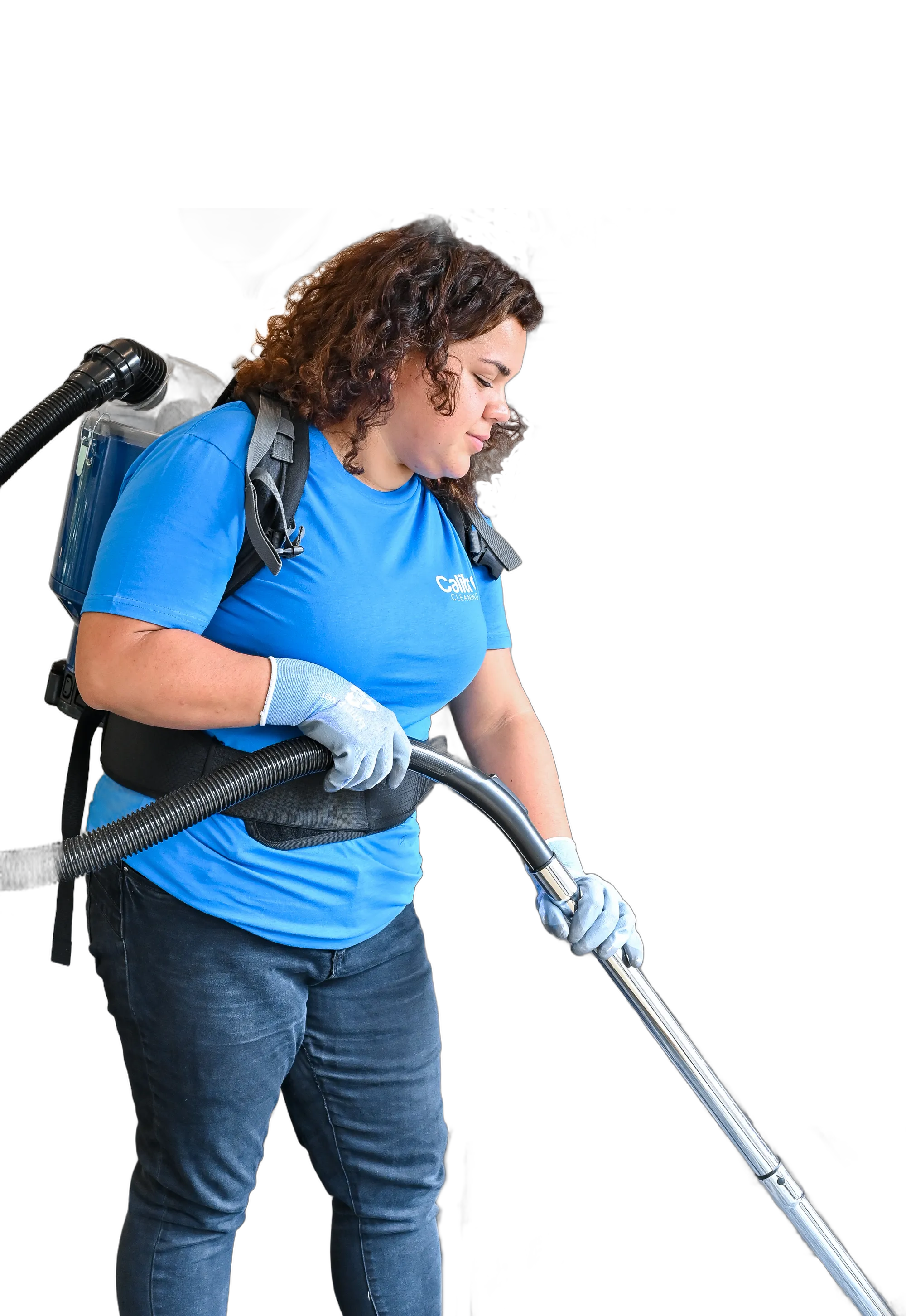 Professional cleaner with cleaning equipment